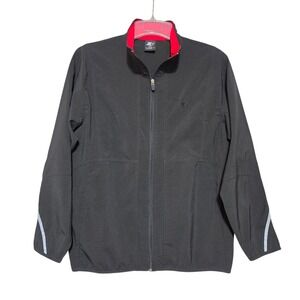 Starter Mens Full Zip Track Jacket Black Red Mock Neck Athletic Windbreaker S